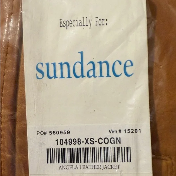 Sundance Angela Leather Jacket. New in factory plastic.